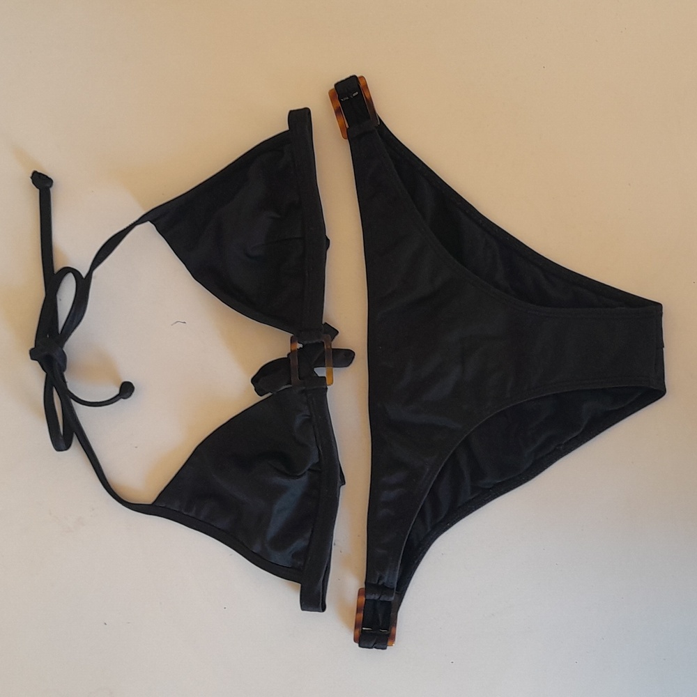 NEW Evamar Swim tortoise black bikini made in USA boho bohemian hippie mod retro